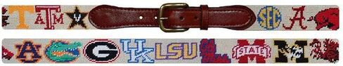 SEC Needlepoint Belt in Stone by Smathers & Branson in Saudi Arabia