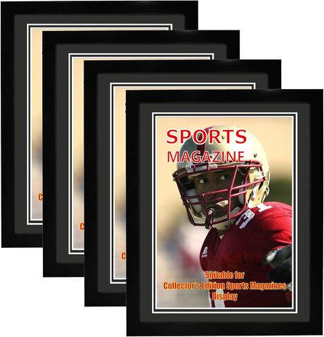 2 Pack Sports Magazine Frame Fits Measuring 8.5 x 11.25 or 8.25 x 11 Inch Magazine Display Frame with Installed Hangers and Double Black Core Matting Wall Hanging in Saudi Arabia