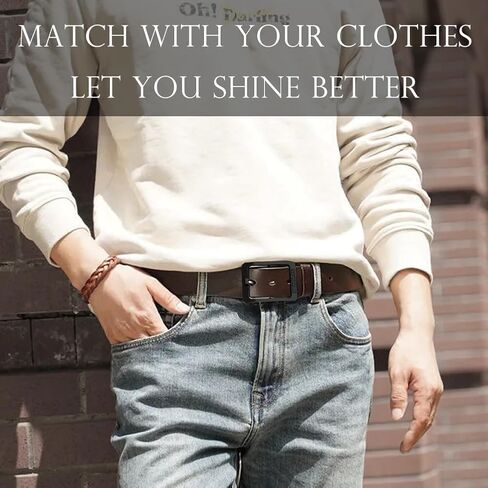 Men’s Leather Belt with Classic Buckle Fashion Waist Belts for Casual Wear Vintage Leathers Waists Belt in Saudi Arabia