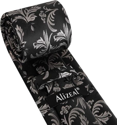 Alizeal Mens 3.15in Paisley Tie Set with Pocket Square Casual Floral Necktie Set in Saudi Arabia