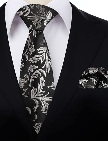 Alizeal Mens 3.15in Paisley Tie Set with Pocket Square Casual Floral Necktie Set in Saudi Arabia
