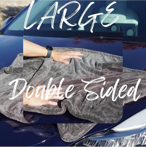 CleanPro Premium Car Drying Towel - 24"x36" - 1200 GSM Twisted Loop Microfiber - Super Absorbent, Scratch-Free, Lint-Free - Perfect for Cars, Trucks, Boats, Motorcycles, and More (Gray) in Saudi Arabia