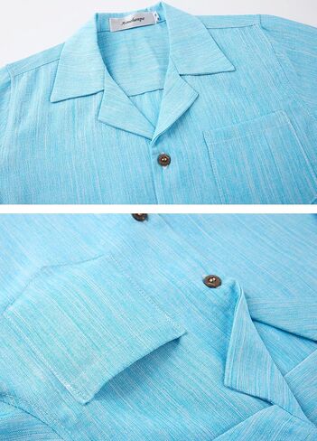 Boys Button Down Cuban Collar Shirt Chambray Short Sleeve Casual Hawaiian Shirt Vintage Fashion Clothes with Pocket in Saudi Arabia