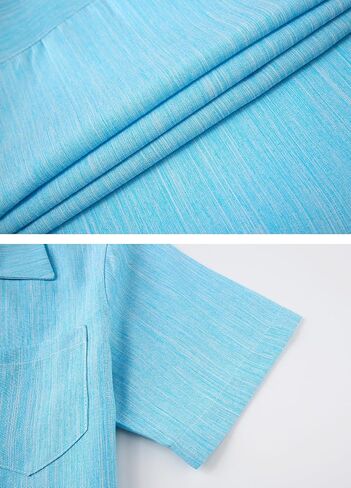 Boys Button Down Cuban Collar Shirt Chambray Short Sleeve Casual Hawaiian Shirt Vintage Fashion Clothes with Pocket in Saudi Arabia