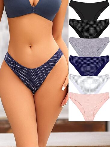 Womens Underwear Cotton Low Rise Bikini Panties Soft Cheeky Breathable Hipster 6 Pack in Saudi Arabia