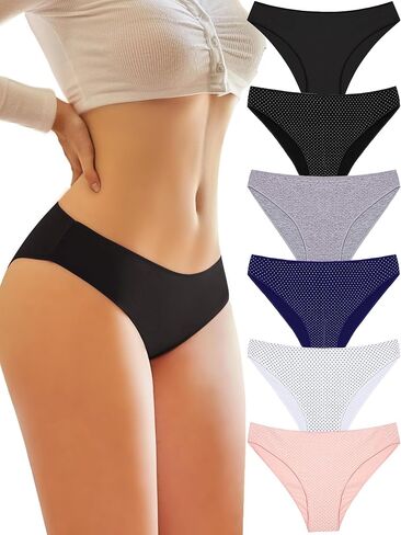 Womens Underwear Cotton Low Rise Bikini Panties Soft Cheeky Breathable Hipster 6 Pack in Saudi Arabia
