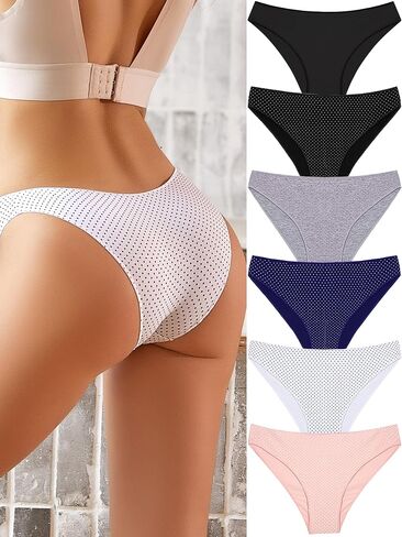 Womens Underwear Cotton Low Rise Bikini Panties Soft Cheeky Breathable Hipster 6 Pack in Saudi Arabia
