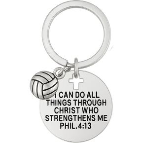 SportyBella Volleyball Keychain I Can Do All Things Through Christ Phil 4:13 Engraved Charm Gift for Volleyball Players in Kuwait