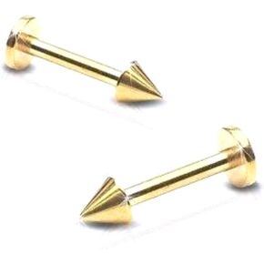 Labret Monroe Pair of Spike Gold Plate 14g 3/8" Shaft in Saudi Arabia