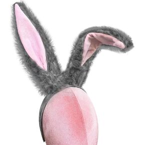 Bunny Ears Headband Grey Fuzzy Bunny Ears, Halloween Costume Accessorise, Rabbit Ears Headband for Adult in Saudi Arabia