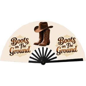 Boots on the Ground 13in Foldable Clacking Fan for Line Dancing - Portable Popping Hand Fan with Reinforced Ribs, Rave & Concert Cooling Accessory (Brown) in Saudi Arabia