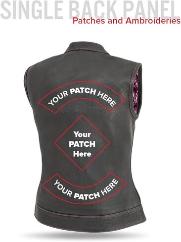 First Mfg Co Jessica Womens Motorcycle Biker Riding Leather, Mesh, Perforated Armor Biker Vest for Women with Contrast Stitch in Kuwait