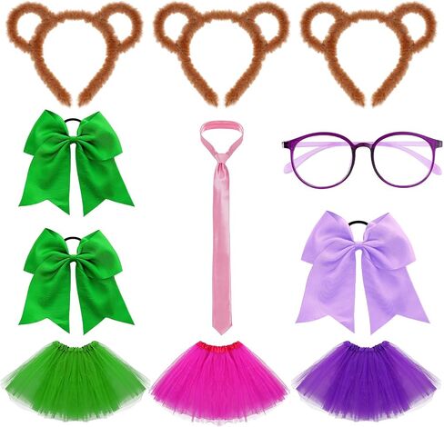 11 PCS Chipmunk Costumes Accessories Including Chipmunk Ears Headbands Hair Bows Tutu Skirt Glasses and Tie for Cosplay in Saudi Arabia