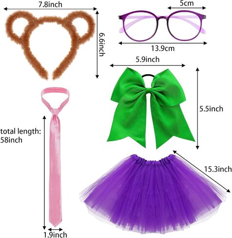 11 PCS Chipmunk Costumes Accessories Including Chipmunk Ears Headbands Hair Bows Tutu Skirt Glasses and Tie for Cosplay in Saudi Arabia