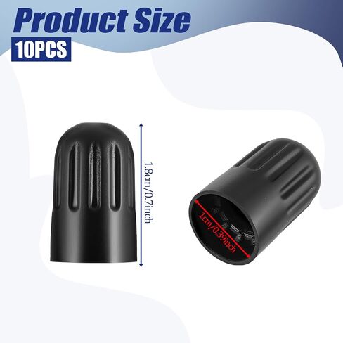 10 Pack Black Plastic Tire Valve Stem Caps with Rubber Seal Universal Long Air Valve Stem Caps for TPMS and TR20008 Rubber Valves Dustproof & Airtight Seal, All-Weather, Air Protection, ­Light-Weight in Saudi Arabia
