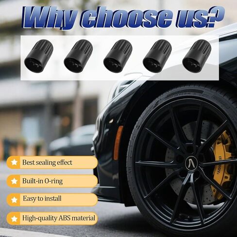 10 Pack Black Plastic Tire Valve Stem Caps with Rubber Seal Universal Long Air Valve Stem Caps for TPMS and TR20008 Rubber Valves Dustproof & Airtight Seal, All-Weather, Air Protection, ­Light-Weight in Saudi Arabia