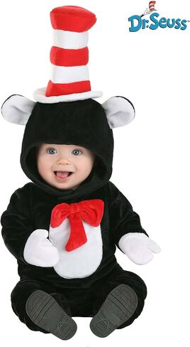 Infant The Cat in the Hat Costume - Velour Jumpsuit with Hood, Attached Hat, and Stuffed Tail in Saudi Arabia