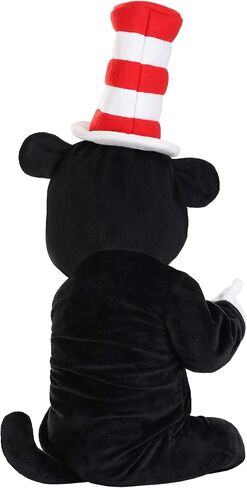 Infant The Cat in the Hat Costume - Velour Jumpsuit with Hood, Attached Hat, and Stuffed Tail in Saudi Arabia