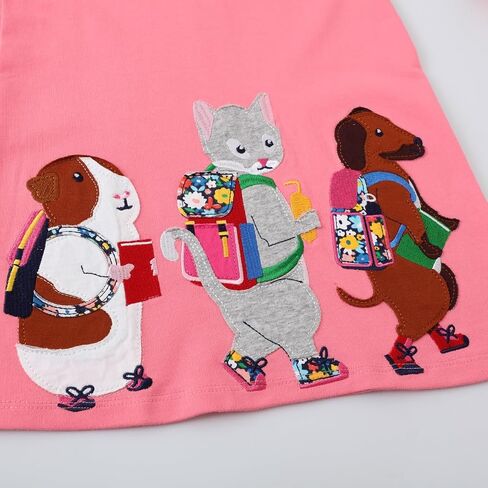 FreeLu Girls' Cotton Casual Longsleeve Party Dresses Special Occasion Cartoon Print Dress 2-7Y in Saudi Arabia