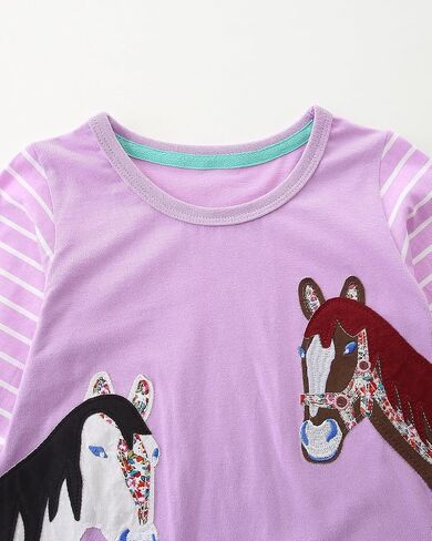 FreeLu Girls' Cotton Casual Longsleeve Party Dresses Special Occasion Cartoon Print Dress 2-7Y in Saudi Arabia