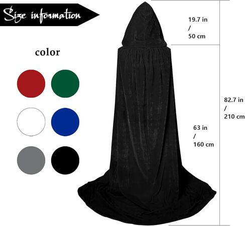 MCJC Medieval Hooded Cloak with Hood Velvet Renaissance Cape Adult Halloween Costume in Saudi Arabia