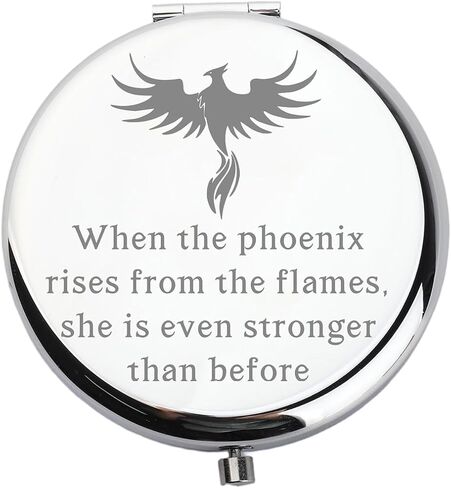 WUSUANED Inspirational Quote Gift Phoenix Rising Makeup Mirror When The Phoenix Rises from The Flames Phoenix Lover Gifts (Phoenix Rising Makeup Mirror) in Kuwait