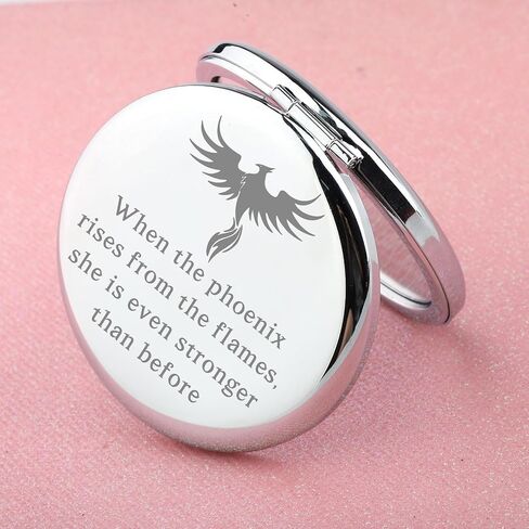 WUSUANED Inspirational Quote Gift Phoenix Rising Makeup Mirror When The Phoenix Rises from The Flames Phoenix Lover Gifts (Phoenix Rising Makeup Mirror) in Kuwait