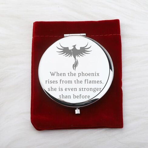 WUSUANED Inspirational Quote Gift Phoenix Rising Makeup Mirror When The Phoenix Rises from The Flames Phoenix Lover Gifts (Phoenix Rising Makeup Mirror) in Kuwait