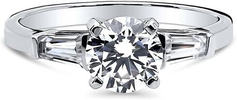 BERRICLE Sterling Silver Solitaire 3-Stone Promise Wedding Engagement Rings for Her, Cubic Zirconia CZ Ring - Emerald, Pear, Round Cut in Saudi Arabia
