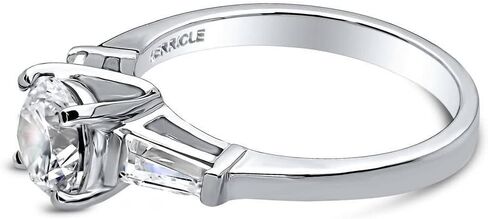 BERRICLE Sterling Silver Solitaire 3-Stone Promise Wedding Engagement Rings for Her, Cubic Zirconia CZ Ring - Emerald, Pear, Round Cut in Saudi Arabia