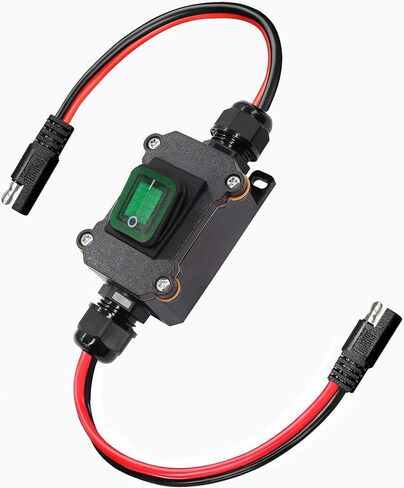 DC 12V Inline Power Toggle Switch, IP67 Waterproof 12AWG ON/Off Switch SAE Cable with Quick Red Light Button, Suit for Camp Trailer,Motorcycle,Solar Panel,RV, or Others Device (DC Red SAE) in Kuwait