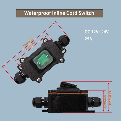 DC 12V Inline Power Toggle Switch, IP67 Waterproof 12AWG ON/Off Switch SAE Cable with Quick Red Light Button, Suit for Camp Trailer,Motorcycle,Solar Panel,RV, or Others Device (DC Red SAE) in Kuwait