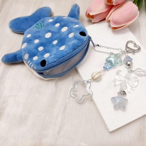 Cute Keychain Whale Shark Coin Purse Keychain,Kawaii Plush Change Purse with Zipper Aesthetic Key Chain Handmade Bag Charms (Pink) in Saudi Arabia