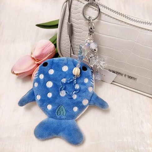 Cute Keychain Whale Shark Coin Purse Keychain,Kawaii Plush Change Purse with Zipper Aesthetic Key Chain Handmade Bag Charms (Pink) in Saudi Arabia