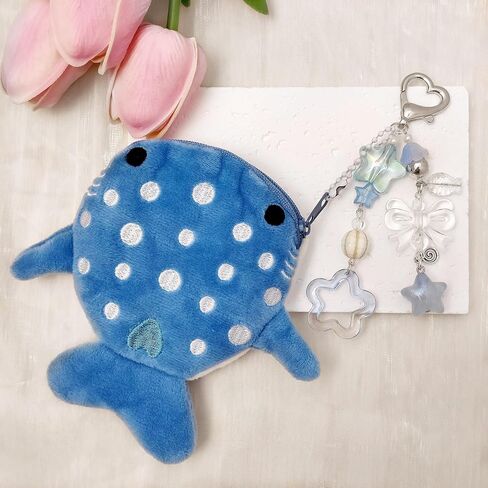 Cute Keychain Whale Shark Coin Purse Keychain,Kawaii Plush Change Purse with Zipper Aesthetic Key Chain Handmade Bag Charms (Pink) in Saudi Arabia