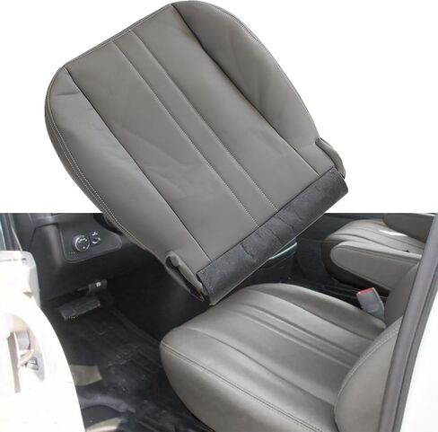 SecosAutoparts Driver or Passenger Side Bottom Replacement Leather Seat Cover Gray Compatible with Chevy Express GMC Savana 2003-2014 in Saudi Arabia