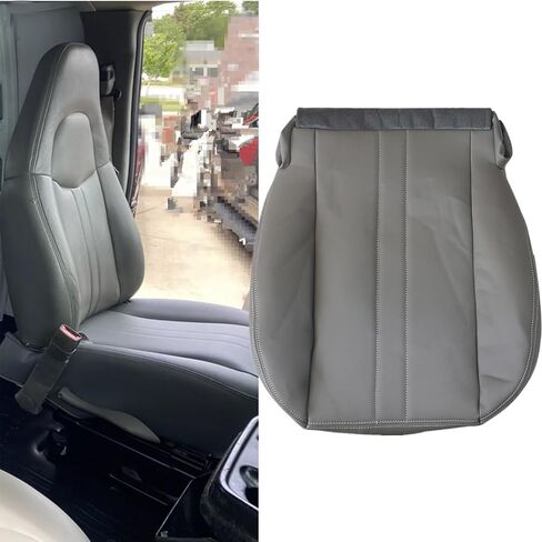 SecosAutoparts Driver or Passenger Side Bottom Replacement Leather Seat Cover Gray Compatible with Chevy Express GMC Savana 2003-2014 in Saudi Arabia