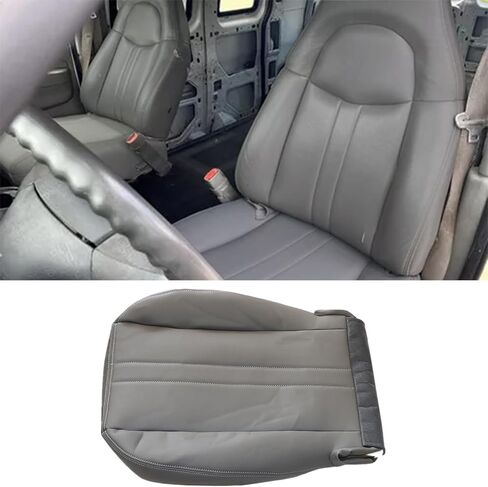SecosAutoparts Driver or Passenger Side Bottom Replacement Leather Seat Cover Gray Compatible with Chevy Express GMC Savana 2003-2014 in Saudi Arabia