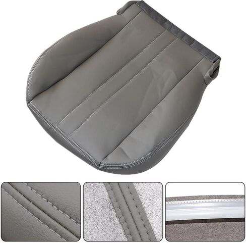 SecosAutoparts Driver or Passenger Side Bottom Replacement Leather Seat Cover Gray Compatible with Chevy Express GMC Savana 2003-2014 in Saudi Arabia