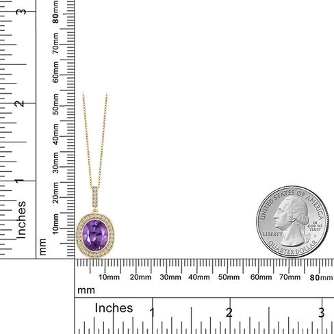 Gem Stone King 18K Yellow Gold Plated Silver Oval Gemstone Birthstone Halo Necklace For Women | Oval 12X10MM | Halo Pendant Necklace for Women | With 18 Inch Chain in Saudi Arabia