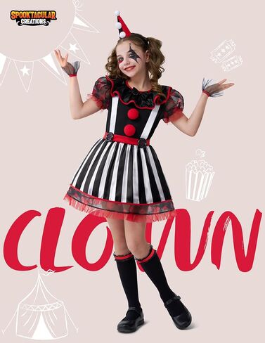 زي المهرج Spooktacular Creations للفتيات، زي المهرج الشرير للهالوين للأطفال، لعب الأدوار واللبس في الهالوين in Saudi Arabia