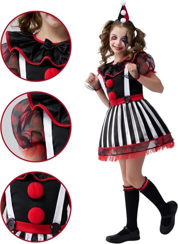زي المهرج Spooktacular Creations للفتيات، زي المهرج الشرير للهالوين للأطفال، لعب الأدوار واللبس في الهالوين in Saudi Arabia