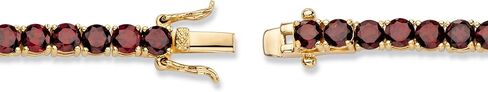 PalmBeach Yellow Gold-plated Round Genuine Red Garnet, Tennis Bracelet (4mm), Box Clasp, 7.25 inches in Saudi Arabia