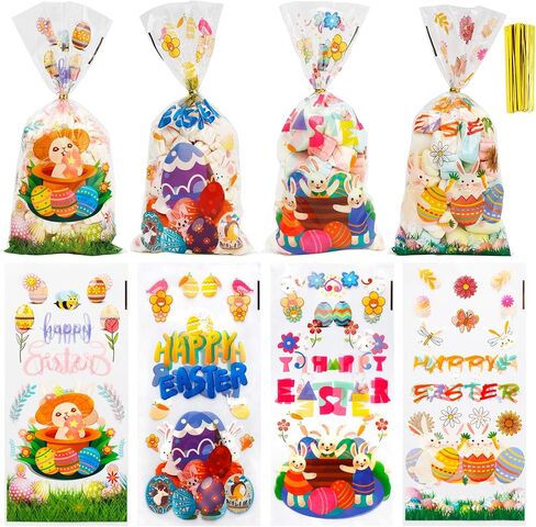 100 Pack Valentine Treat Bags, Valentines Cellophane Treat Bags, Plastic Valentines Goodie Bags Candy Cookie Bakery Heart Clear Gift Bags for Valentine's Day Holiday Wedding Party Favors Supplies in Saudi Arabia