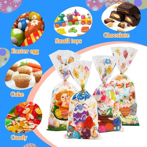 100 Pack Valentine Treat Bags, Valentines Cellophane Treat Bags, Plastic Valentines Goodie Bags Candy Cookie Bakery Heart Clear Gift Bags for Valentine's Day Holiday Wedding Party Favors Supplies in Saudi Arabia