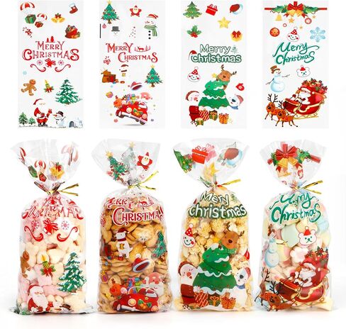 100 Pack Valentine Treat Bags, Valentines Cellophane Treat Bags, Plastic Valentines Goodie Bags Candy Cookie Bakery Heart Clear Gift Bags for Valentine's Day Holiday Wedding Party Favors Supplies in Kuwait