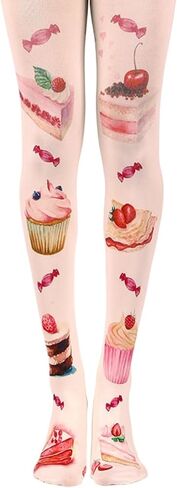 Womens Patterned Funky Tights Printed Colorful Tights Whimsy Twee Colored Stockings Y2k Emo Whimsigoth Clothes in Kuwait