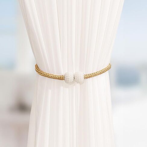 Magnetic Curtain Tiebacks, No-Drill Rope Curtain Holdbacks with Adjustable Length, Decorative Drapery Accessories for Home or Office(Silver) in Saudi Arabia