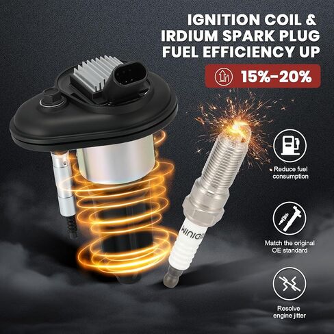 UF303 Ignition Coil Pack and Iridium Spark Plugs Set of 6 Compatible with 2002 2003 2004 2005 Chevy Trailblazer GMC Envoy Isuzu Ascender Olds Bravada Buick Rainier Saab 9-7X 4.2L L6,Replace#,12568062 in Kuwait