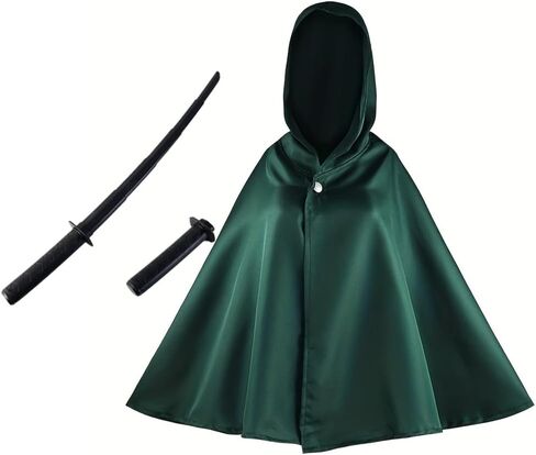 3Sets Anime Costume Double Layered Cloak with Necklace and 32.8''Cosplay Scalable Plastics Sword for Children and Adult in Saudi Arabia